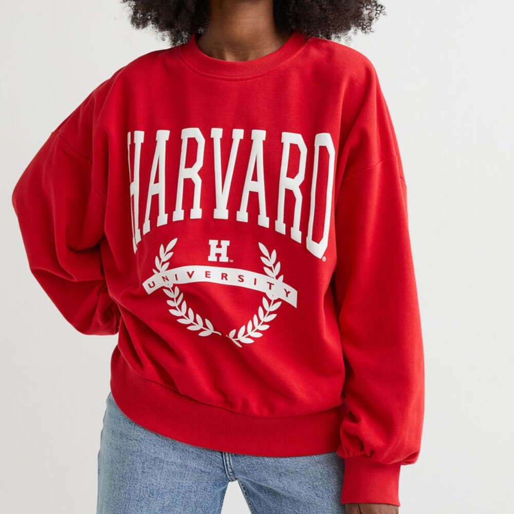 Red H&M Harvard Oversized Sweatshirt Size S